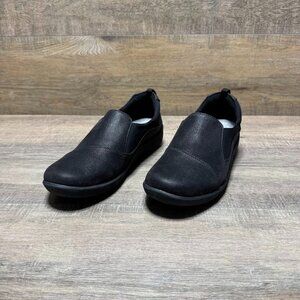 Clarks Cloudsteppers Sillian Paz Black Textile Slip On Loafers Women's Size 10